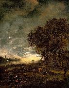 Aert van der Neer A Landscape with a River at Evening painting